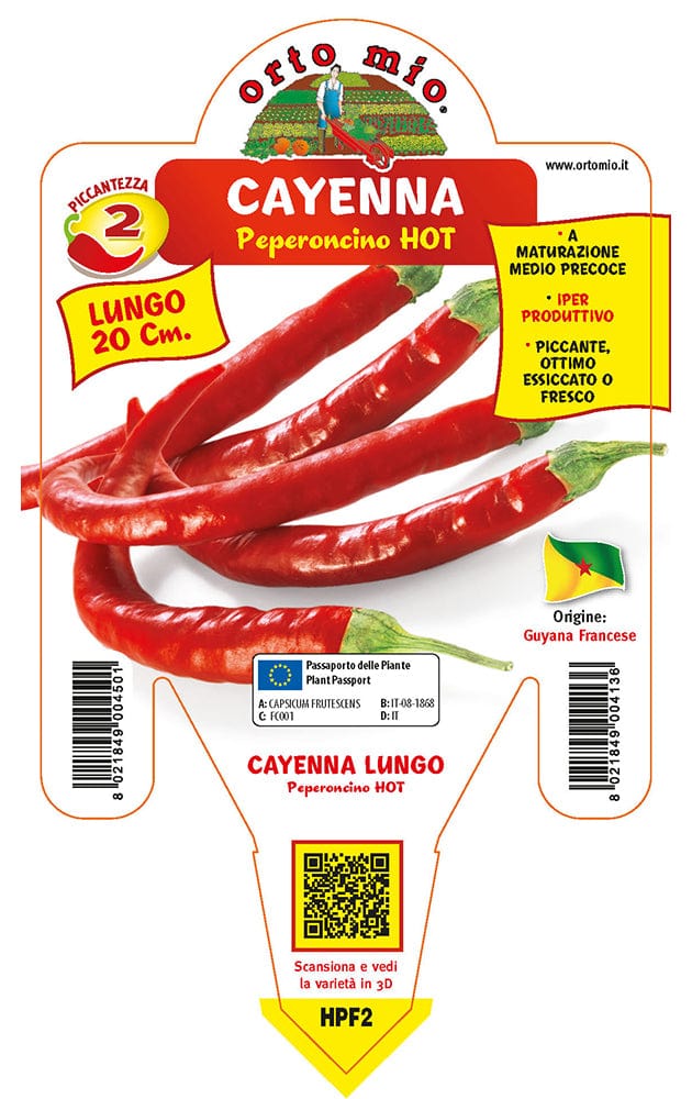 Peperoncino piccante HOT Cayenna lungo - 1 pianta v.14 cm - Orto Mio Orto Mio (2496660)