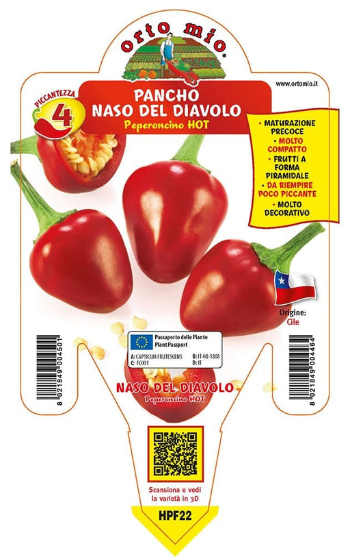Peperoncino piccante HOT Pancho Naso del Diavolo - 1 pianta v.14 cm - Orto Mio Orto Mio (2496670)