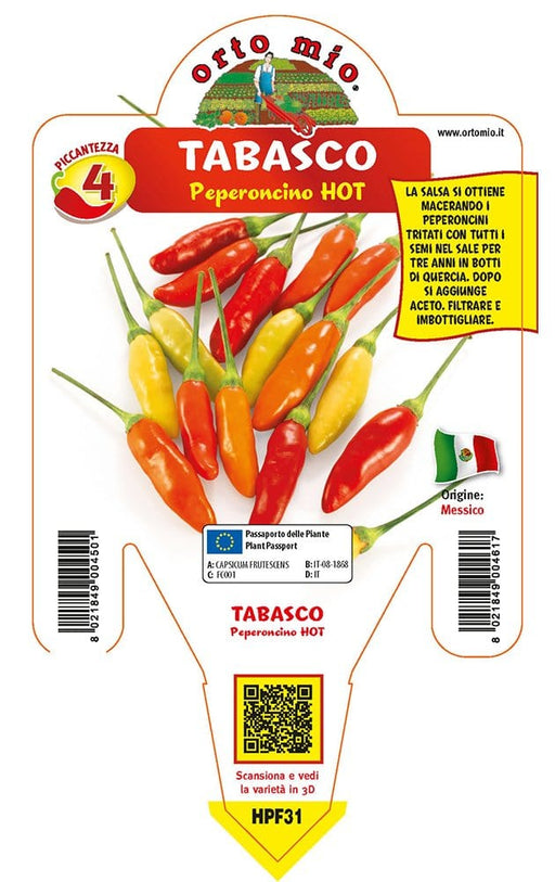 Peperoncino piccante HOT Tabasco - 1 pianta v.14 cm - Orto Mio Orto Mio (2496673)