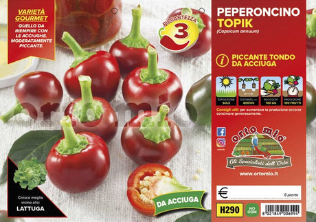 Peperoncino piccante HOT tondo da acciuga Topik F1 - 6 piante - Orto Mio Orto Mio (2496676)