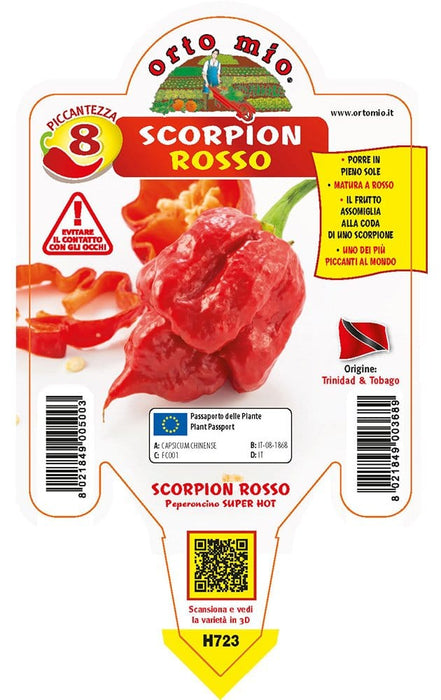 Peperoncino piccante SUPER HOT Scorpion rosso - 1 pianta v.14 cm - Orto Mio Orto Mio (2496678)