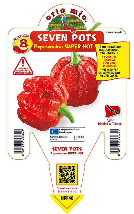 Peperoncino piccante SUPER HOT Seven Pots - 1 pianta v.14 cm - Orto Mio Orto Mio (2496685)