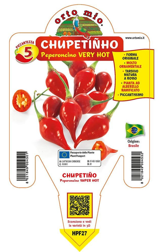 Peperoncino piccante VERY HOT Chupetiñho - 1 pianta v.14 cm - Orto Mio Orto Mio (2496687)