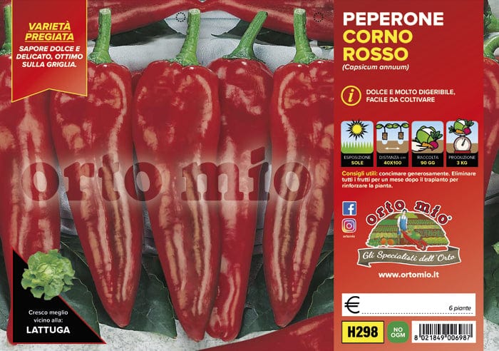 Peperone corno rosso Alceste F1 - 6 piante - Orto Mio Orto Mio