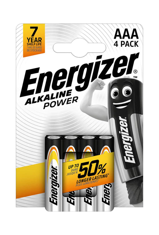 Pile batterie Mini Stilo AAA 1,5 V alkaline power - 4 pezzi - Energizer Duracell