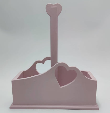 Porta Bicchieri artigianale in legno con intarsio a Cuore Rosa Confetto Domeahome