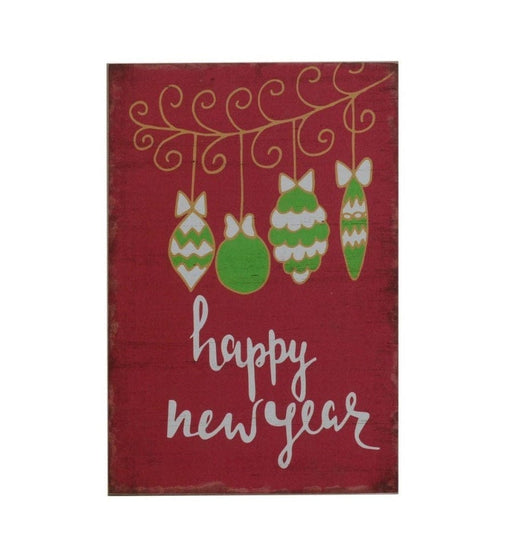 Quadro decorativo natalizio in legno - 20 x 30 cm Happy New Year MillStore (2497642)