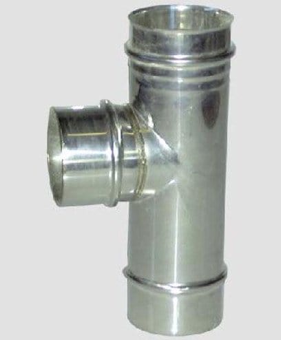 Raccordo "TE" 90° Femm-Maschio-Maschio Acciaio Inox Aisi 316 Tubo 8 cm per Stufa a Pellet MillStore (2497645)