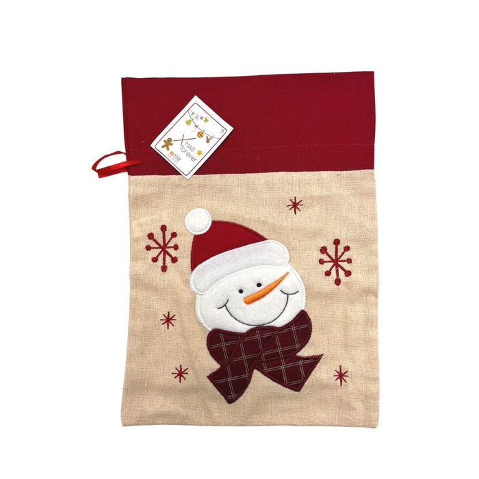 Sacco dono in tessuto con figure natalizie Pupazzo di neve MillStore (2498115)