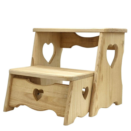 Scalini Artigianali con intarsio a cuore Legno Naturale Domeahome