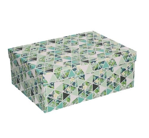 Scatola cartone rettangolare motivo triangoli foglie 30 x 22.5 x 11.5 h cm Millstore.it (2564244)