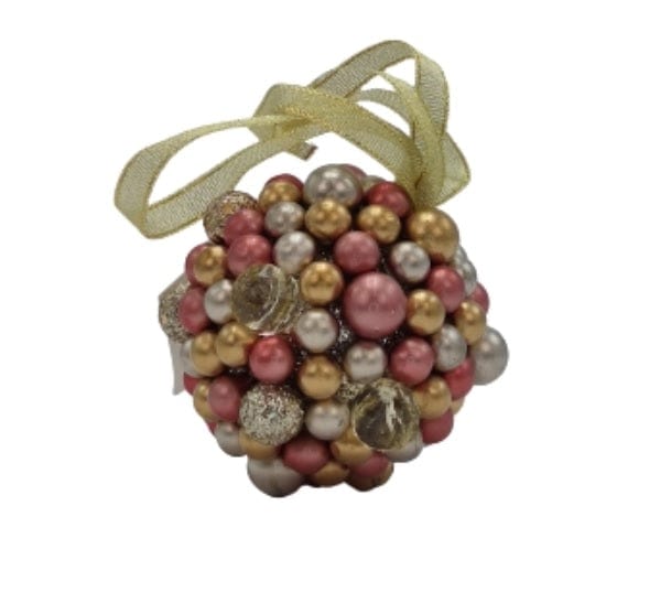 Sfera di Natale da appendere con perle rosa e oro Vacchetti (2498420)