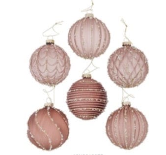 Sfera in Vetro Rosa con applicazioni glitter - decorazione per Albero di Natale Boltze (2569273)