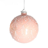 Sfera in vetro rosa con glitter bianco per Albero di Natale Ø 12 cm Vacchetti (2498427)