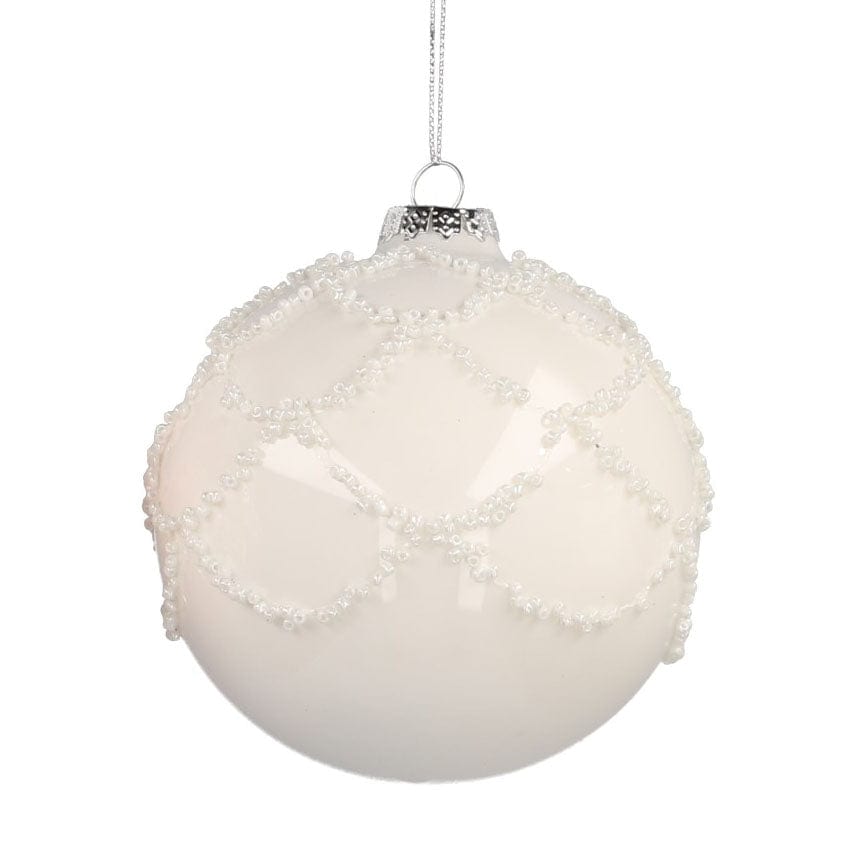 Sfera Natalizia in vetro bianco con perline diam. 10 cm Vacchetti (2498433)