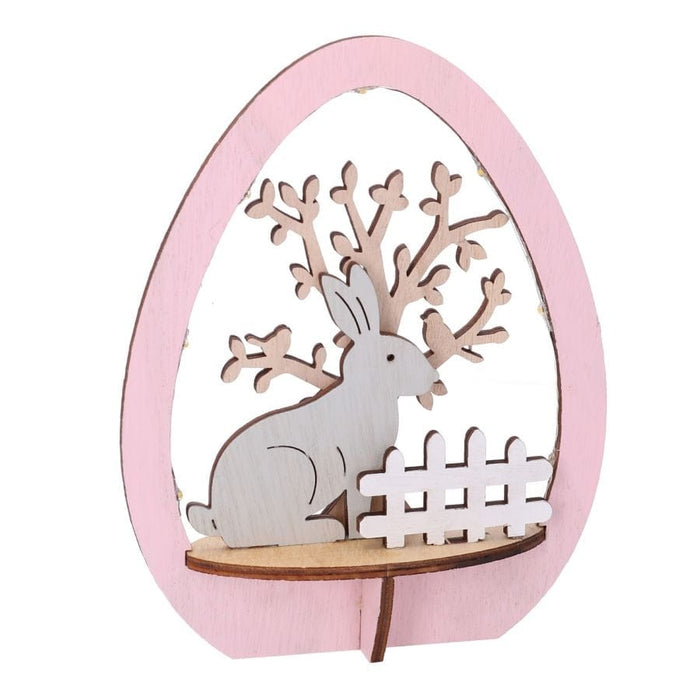 Uovo rosa con Coniglio in legno con Illuminazione Led Vacchetti (2604861)