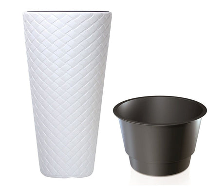 Vaso alto Matuba con inserto Bianco / ø 30 x h 55 cm Prosperplast (2499492)